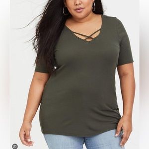 NWT Torrid Olive Ribbed Tee 00 M/L